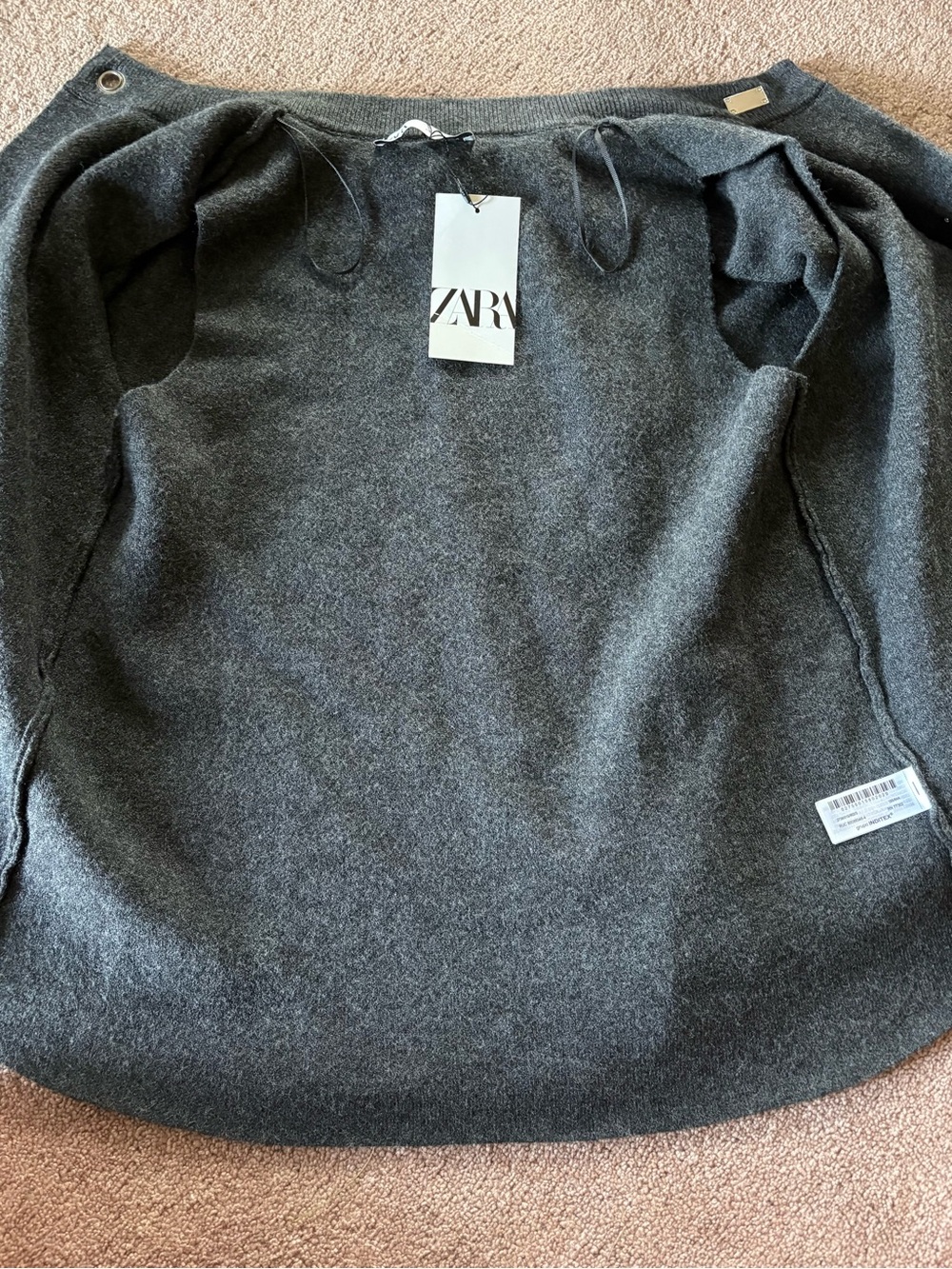 Zara Women's Dark Gray Cape Sweater Jacket small NWT | small flaw - Picture 6 of 6